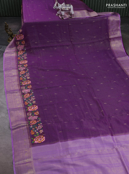 Purple & Lavender Sami Crepe Saree - Embroidery