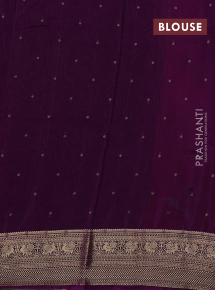 Red & Purple Sami Crepe Saree - Embroidery