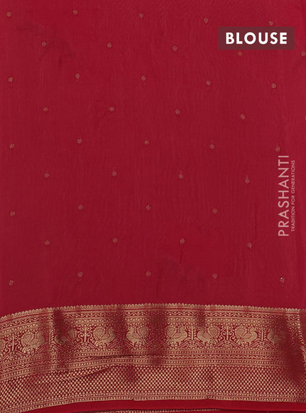 Cream & Pink Sami Crepe Saree - Embroidery