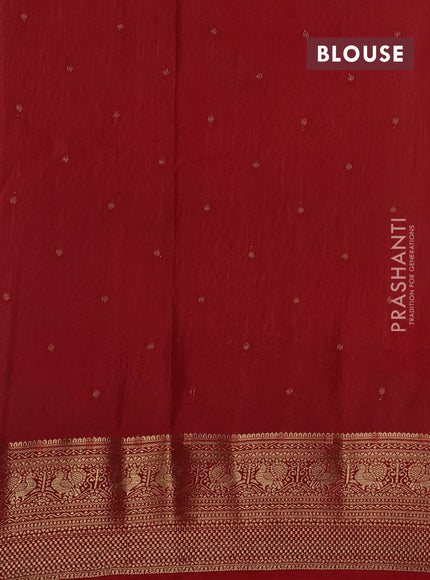 Cream & Red Sami Crepe Saree - Embroidery