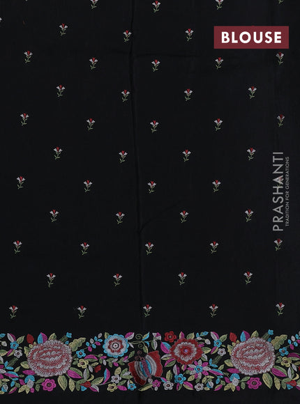 Black Sami Crepe Saree - Embroidery