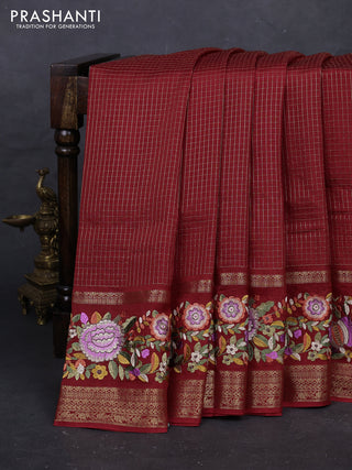 Red Sami Crepe Saree - Embroidery