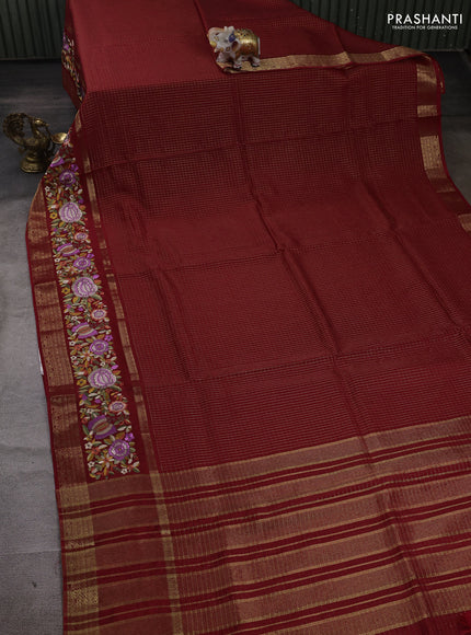 Red Sami Crepe Saree - Embroidery