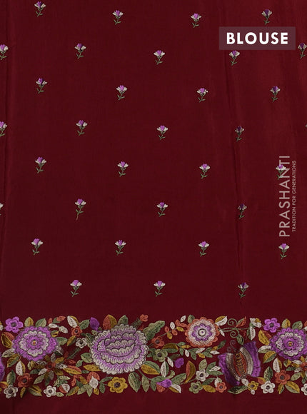 Red Sami Crepe Saree - Embroidery