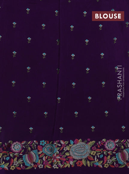 Purple Sami Crepe Saree - Embroidery