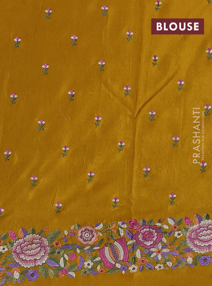 Mustard Yellow Sami Crepe Saree - Embroidery