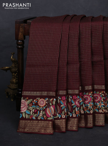 Coffee Brown Sami Crepe Saree - Embroidery