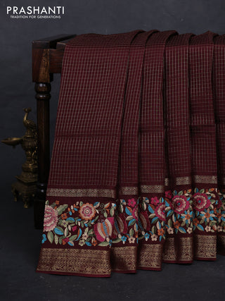 Coffee Brown Sami Crepe Saree - Embroidery