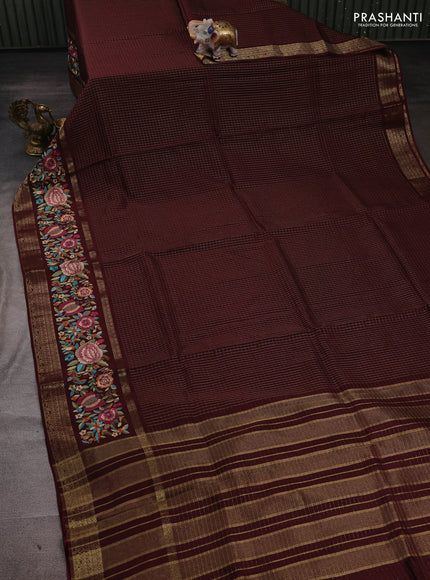 Coffee Brown Sami Crepe Saree - Embroidery