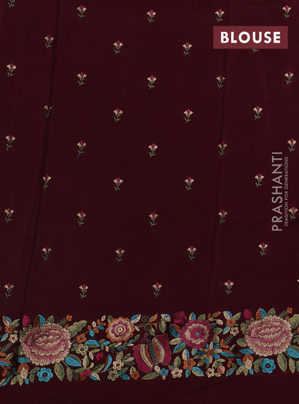 Coffee Brown Sami Crepe Saree - Embroidery