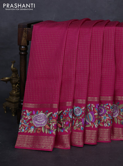 Pink Sami Crepe Saree - Embroidery