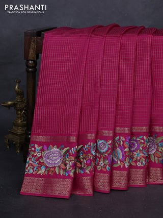 Pink Sami Crepe Saree - Embroidery