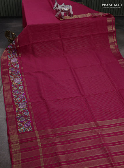 Pink Sami Crepe Saree - Embroidery
