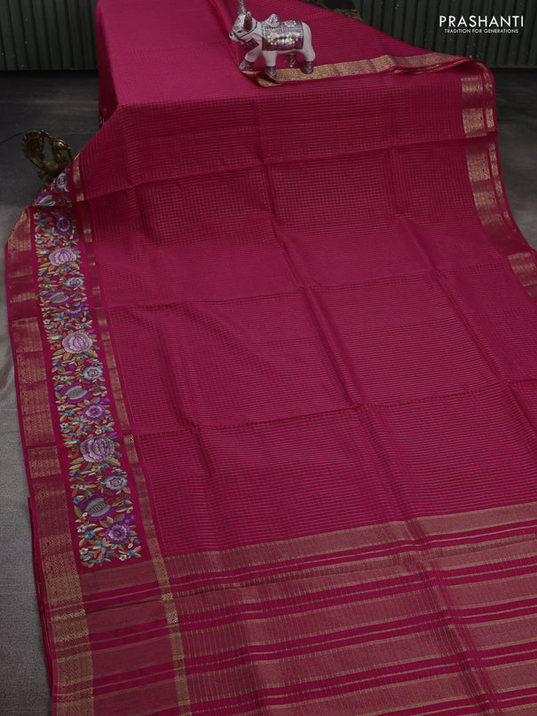Pink Semi Crepe Saree - Embroidery