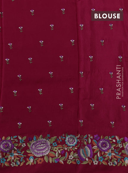 Pink Sami Crepe Saree - Embroidery