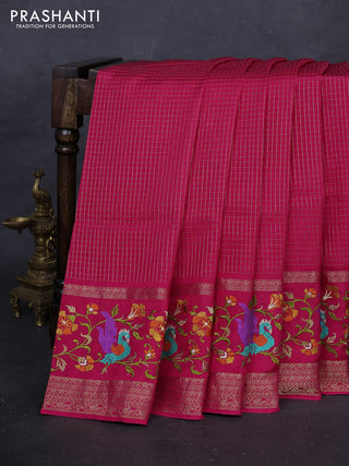 Pink Sami Crepe Saree - Embroidery