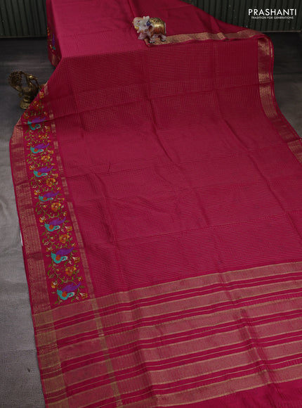Pink Sami Crepe Saree - Embroidery