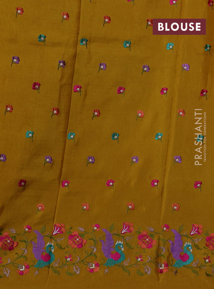 Mustard Yellow Sami Crepe Saree - Embroidery