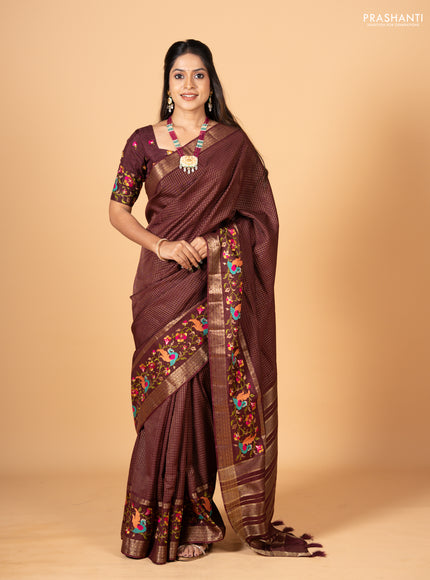 Coffee Brown Sami Crepe Saree - Embroidery