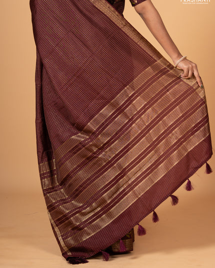 Coffee Brown Sami Crepe Saree - Embroidery