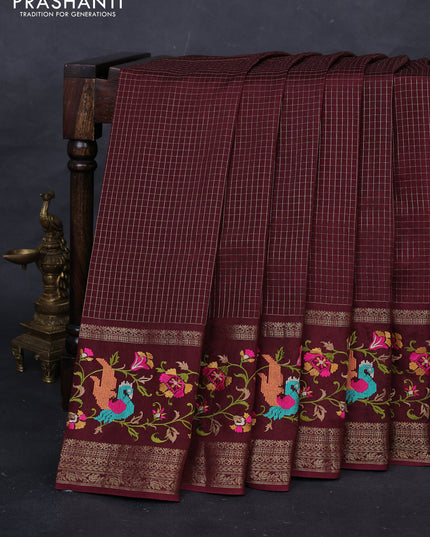 Coffee Brown Sami Crepe Saree - Embroidery