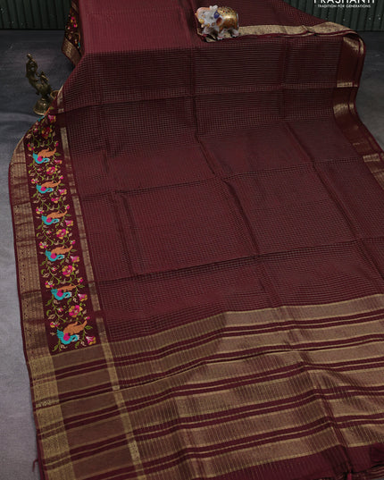 Coffee Brown Sami Crepe Saree - Embroidery