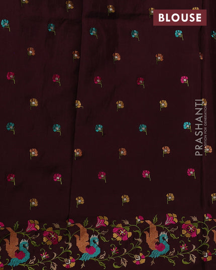 Coffee Brown Sami Crepe Saree - Embroidery