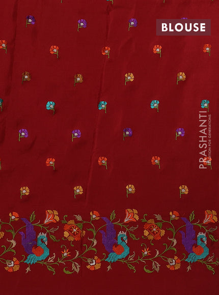 Red Sami Crepe Saree - Embroidery