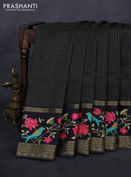 Black Sami Crepe Saree - Embroidery