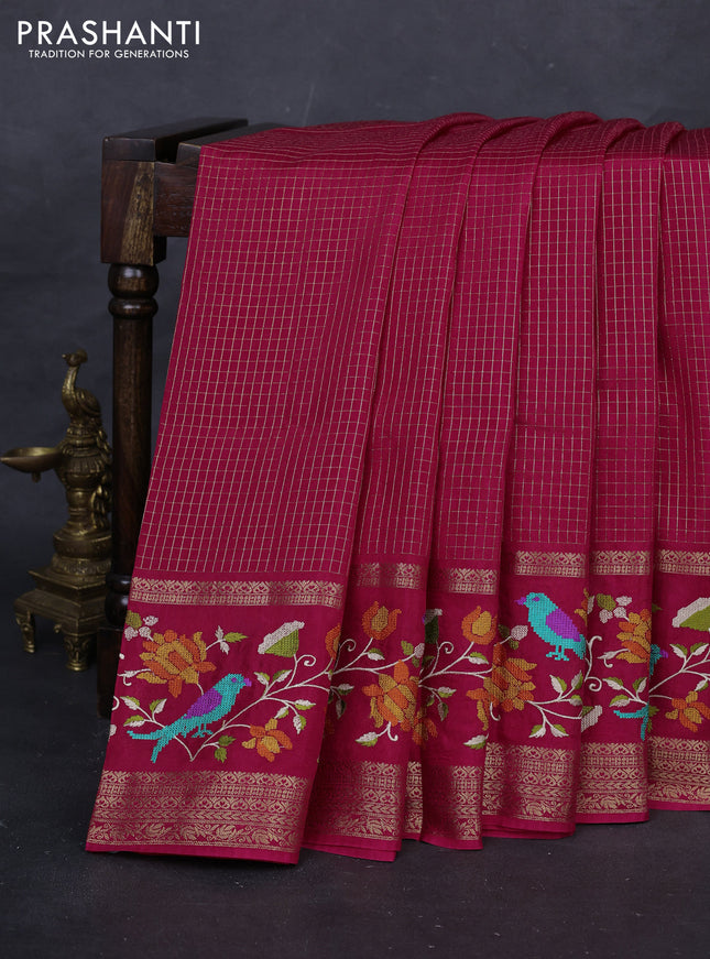 Pink Semi Crepe Saree - Embroidery