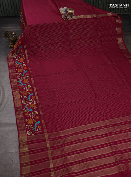 Pink Sami Crepe Saree - Embroidery