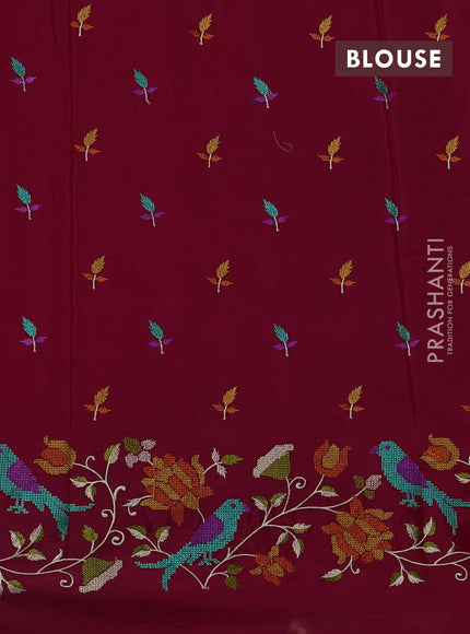 Pink Sami Crepe Saree - Embroidery