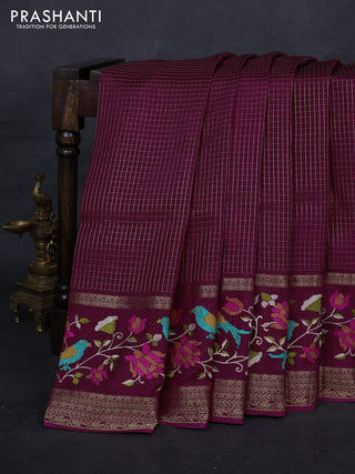 Wine  Sami Crepe Saree - Embroidery