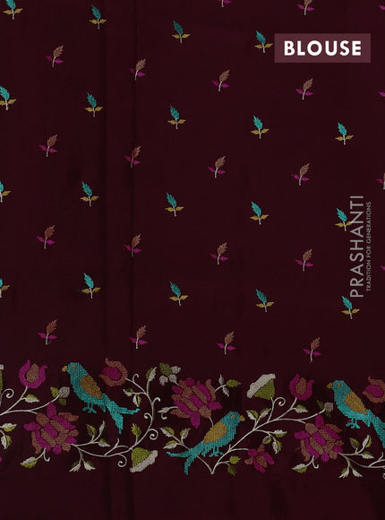 Wine  Sami Crepe Saree - Embroidery
