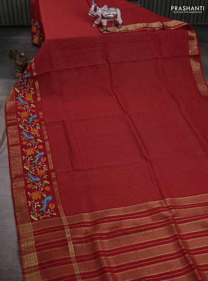 Red Sami Crepe Saree - Embroidery