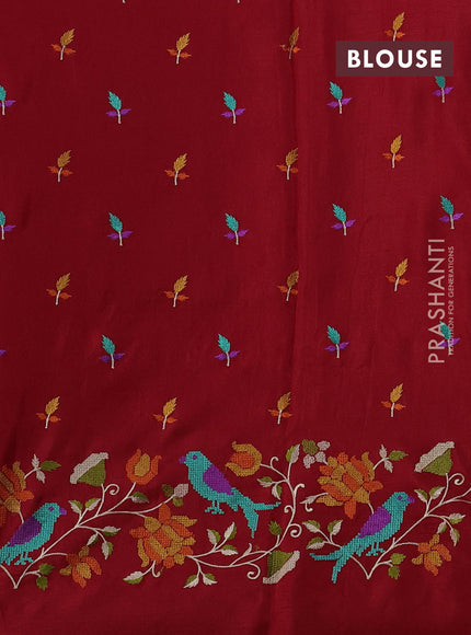 Red Sami Crepe Saree - Embroidery
