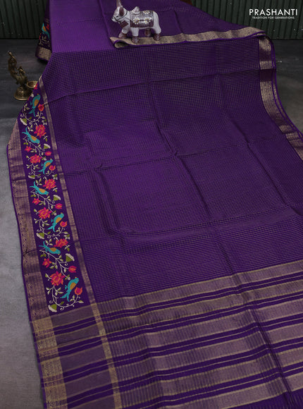 Violet Sami Crepe Saree - Embroidery