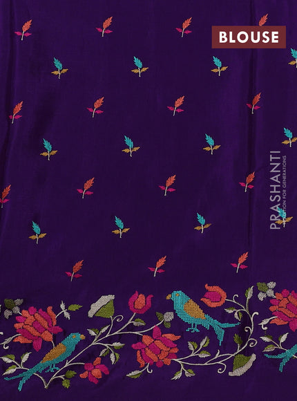 Violet Sami Crepe Saree - Embroidery