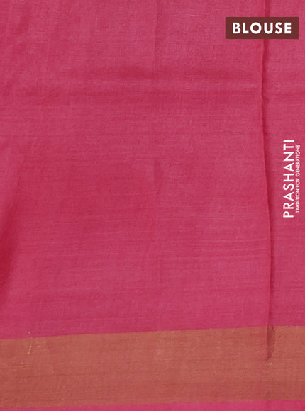 Pink Pure Tussar Printed Silk Saree