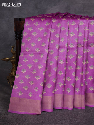 Lavender Pure Tussar Printed Silk Saree