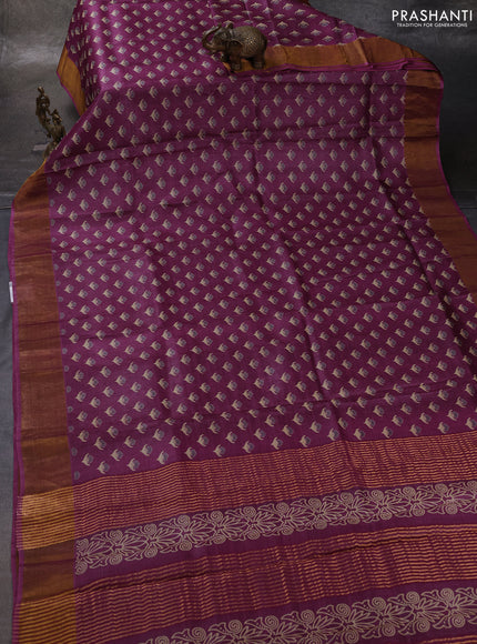 Pink Pure Tussar Printed Silk Saree