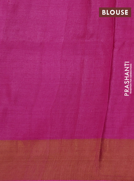 Pink Pure Tussar Printed Silk Saree