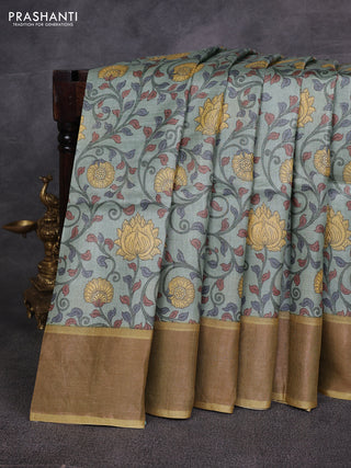 Pastel Green & Green Pure Tussar Printed Silk Saree