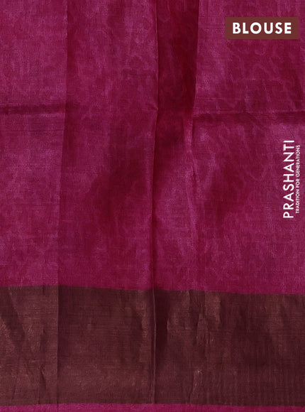 Beige & Pink Pure Tussar Printed Silk Saree
