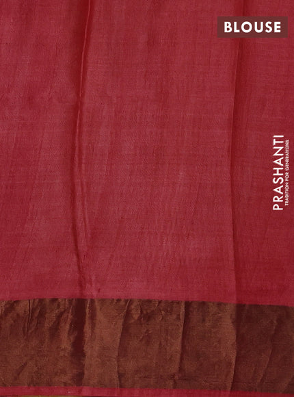 Yellow & Red Pure Tussar Printed Silk Saree