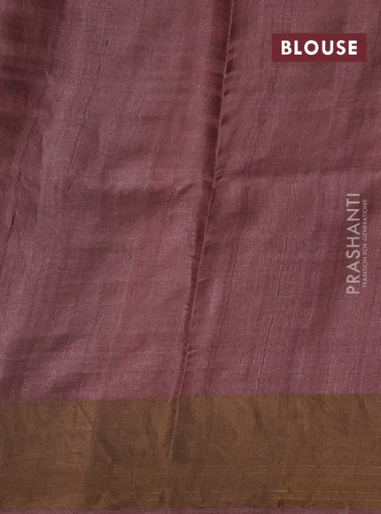 Red & Brown Pure Tussar Printed Silk Saree