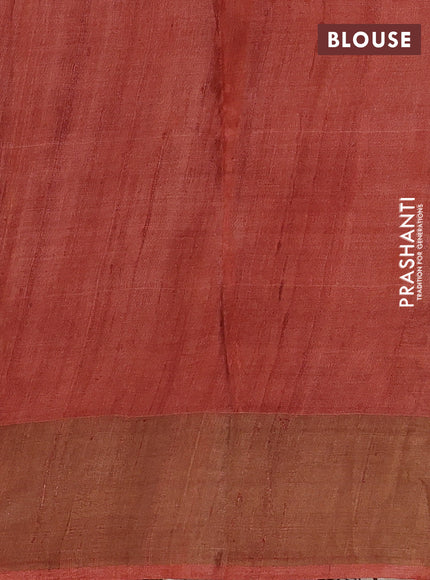 Yellow & Peach Pure Tussar Printed Silk Saree
