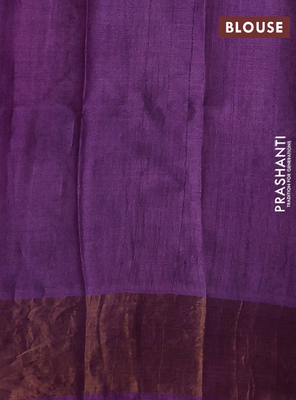 Pink & Purple Pure Tussar Printed Silk Saree