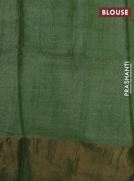 Cs Blue & Green Pure Tussar Printed Silk Saree