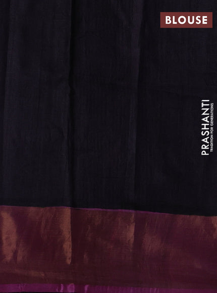 Pink & Grey Pure Tussar Printed Silk Saree